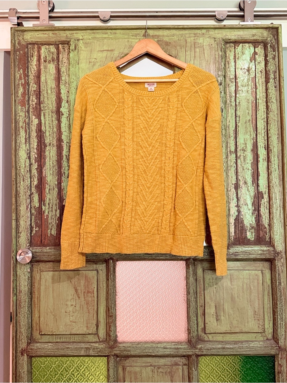 Mossimo Supply Co. Cable Knit Crewneck Sweater - Mustard - Picture 2 of 3